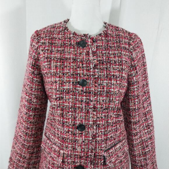NWOT! TALBOTS! STUNNING RED, ORANGE, BROWN, BLK & CREAM WOOL+ SKIRT SUIT! SZ 2P - Picture 4 of 14